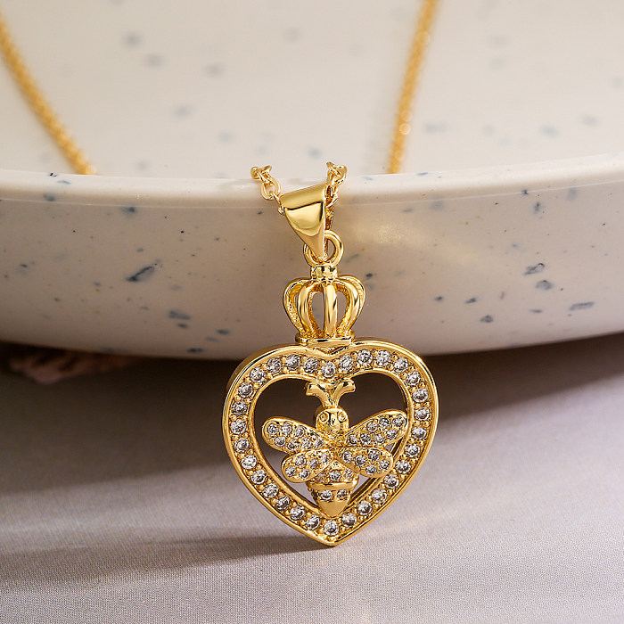 Collier avec pendentif en Zircon plaqué or 18 carats, Style Simple, abeille en cuivre, en vrac