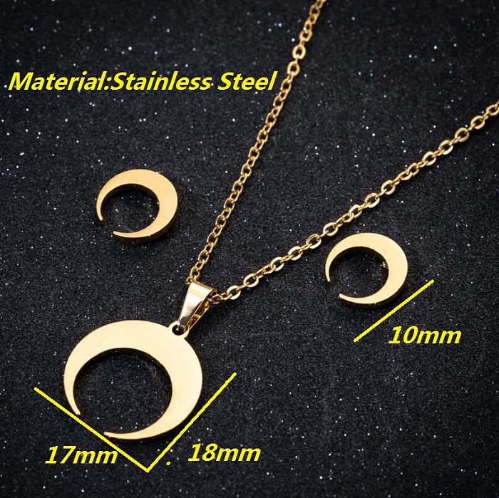 1 Set Fashion Geometric Titanium Steel Plating Earrings Necklace