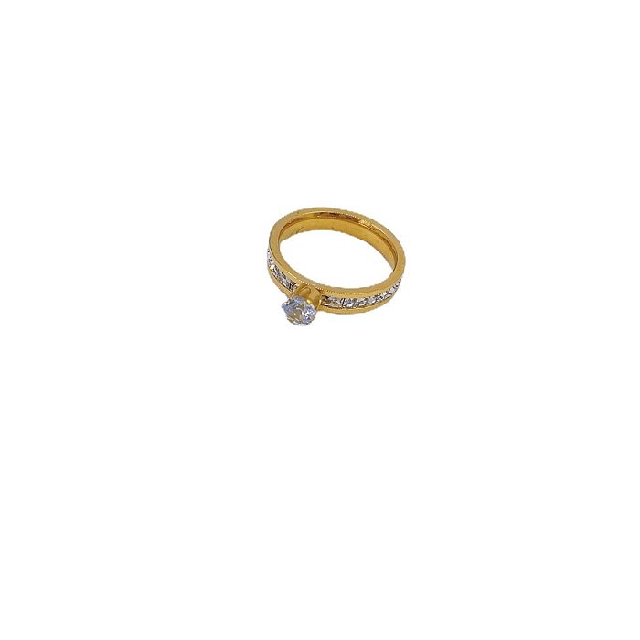 Wholesale Simple Style Solid Color Titanium Steel Plating Inlay Artificial Diamond Rings