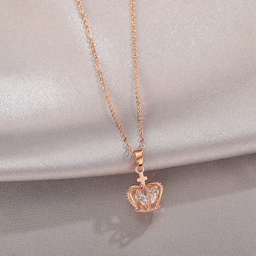 Sweet Simple Style Heart Shape Flower Fish Tail Copper Opal Zircon Pendant Necklace In Bulk