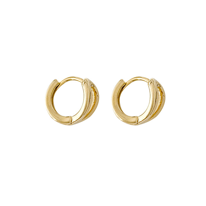 1 Pair Simple Style Circle Polishing Copper Hoop Earrings
