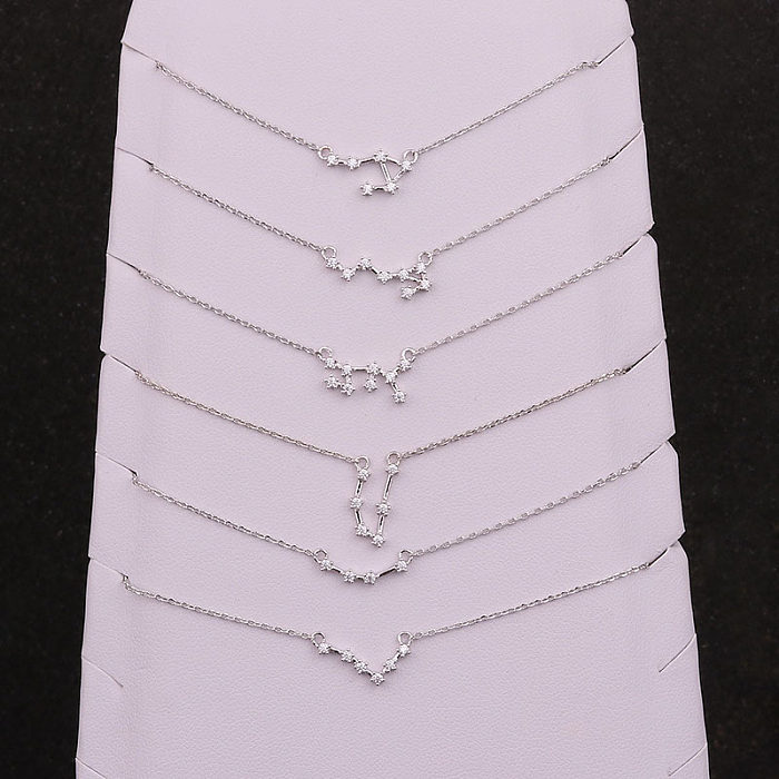 Women'S Fashion Constellation Copper Necklace Inlay Zircon Copper Necklaces