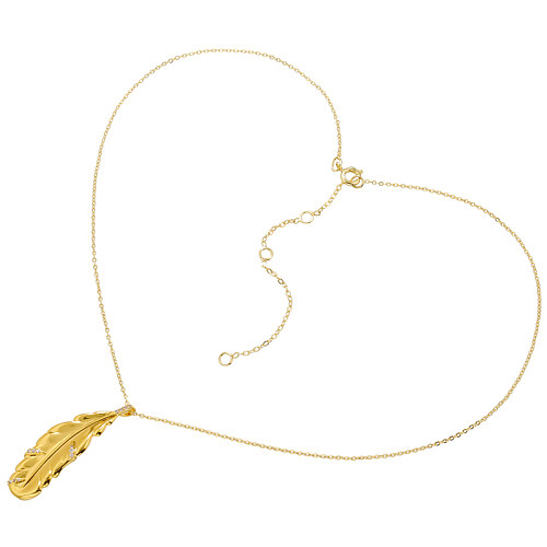 Casual Elegant Simple Style Leaf Copper Plating Inlay Zircon 18K Gold Plated Pendant Necklace