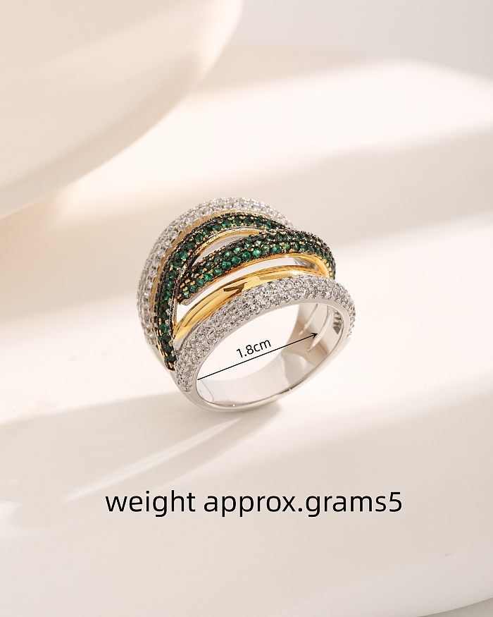 Anéis banhados a ouro branco do zircão do embutimento do chapeamento de cobre redondo do estilo moderno
