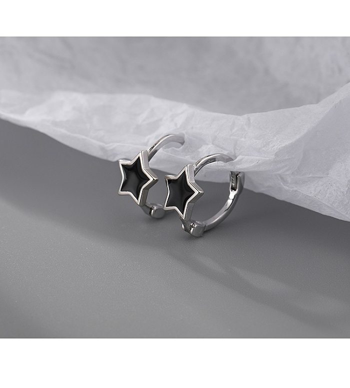 1 Paar schlichte Ohrringe mit Stern- und Herzform, Kupfer-Metall-Inlay, künstlichen Edelsteinen