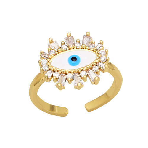 Fashion Colorful Drop Oil Zircon Inlaid Devil's Eye Open Adjustable Ring