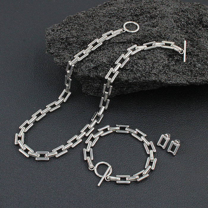 Collier de boucles d'oreilles de bracelets en acier inoxydable géométrique de style simple