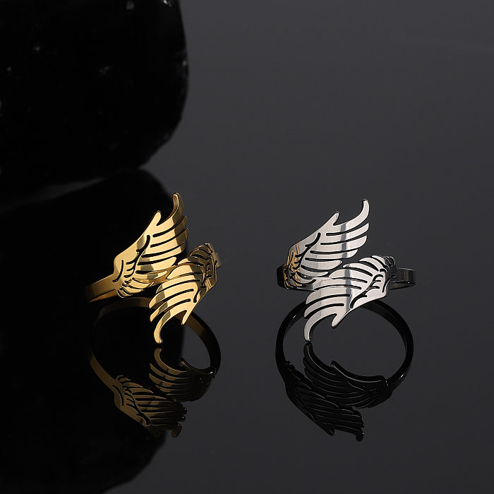Wholesale Gothic Cool Style Wings Stainless Steel Open Rings