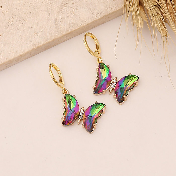 Brincos de decoração de borboleta em cor gradiente multicoloridos
