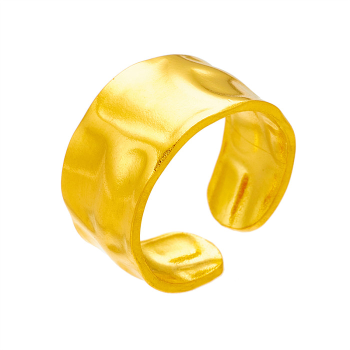 Einfacher, unregelmäßiger offener Ring aus Titanstahl, vergoldete Kupferringe