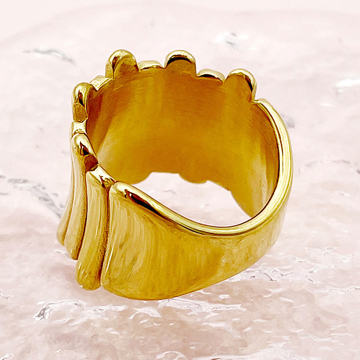 Novidade estilo simples linhas anéis banhados a ouro de polimento de aço inoxidável