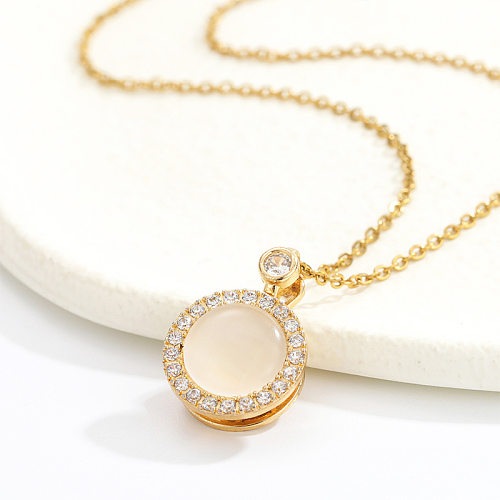 Elegant Round Copper Opal Zircon Pendant Necklace In Bulk