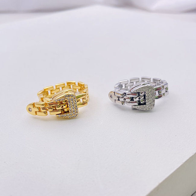 1 Stück schlichter Schlangen-Kupfer-Beschichtungs-Inlay-Zirkon-Ring-Armband für Damen