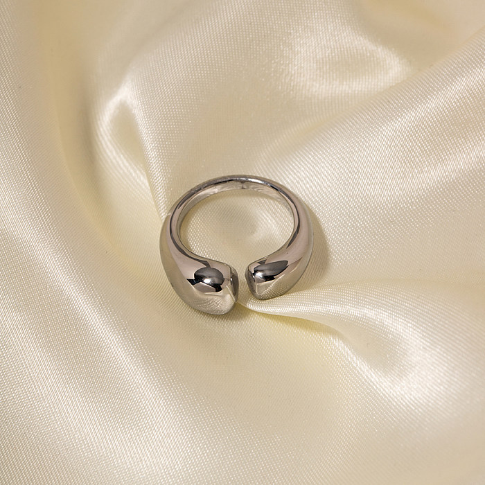 INS Style Simple Style Solid Color Stainless Steel Asymmetrical Plating 18K Gold Plated Open Ring