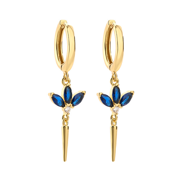 1 Pair IG Style Elegant Lady Geometric Plating Inlay Copper Zircon 18K Gold Plated Drop Earrings