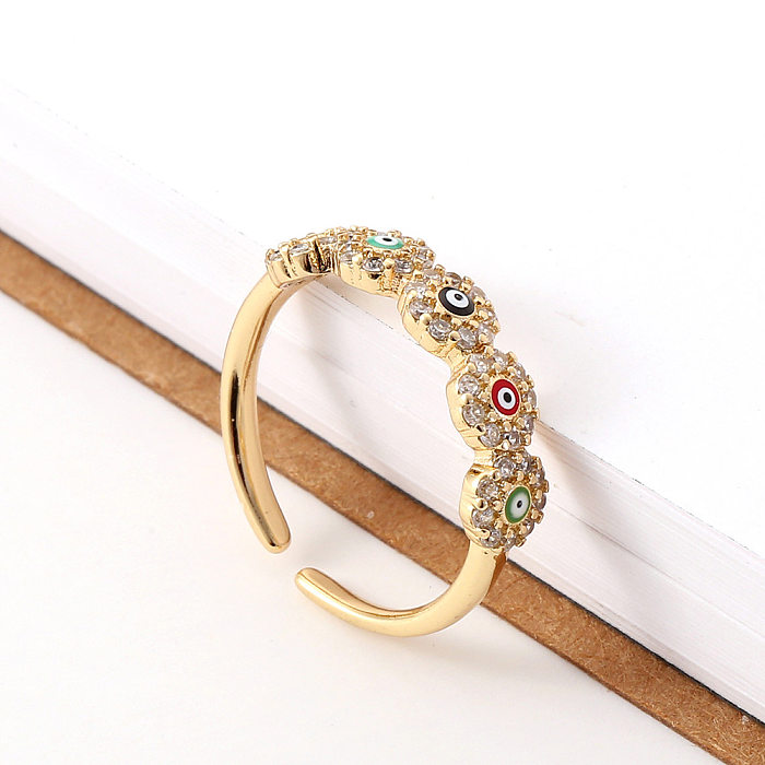 New Women's Jewelry Copper Inlaid Zircon Evil Eye Tail Ring