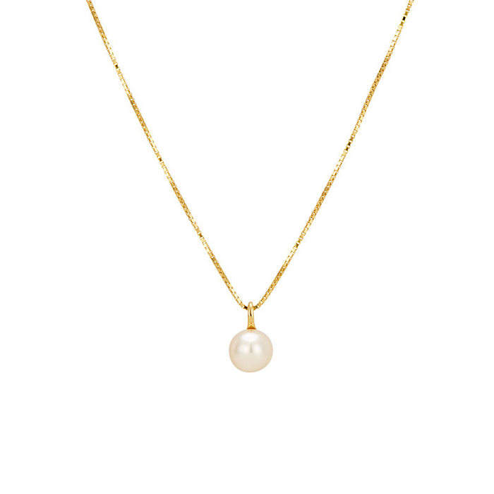 Simple Style Round Copper Plating Gold Plated Pendant Necklace