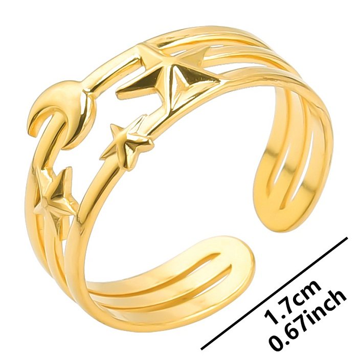 Wholesale Streetwear Star Moon Stainless Steel Open Ring