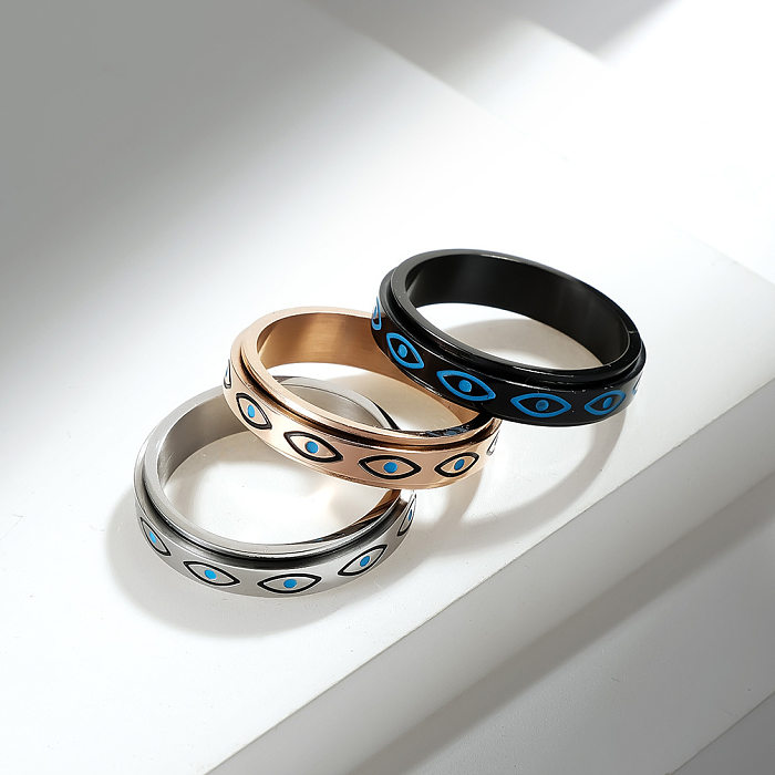 Fashion Simple Horus Eye Stainless Steel Rotating Ring