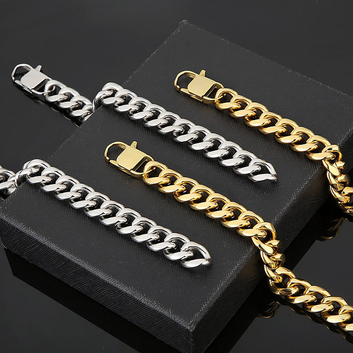 Collier de bracelets en acier titane géométrique style vintage punk streetwear
