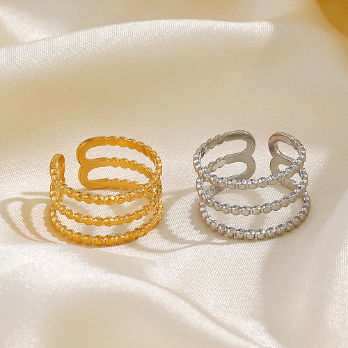 Linhas de estilo simples anéis abertos banhados a ouro de aço inoxidável do chapeamento 18K