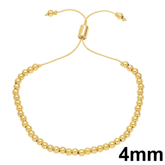 Moda básica estilo simples redondo cobre frisado chapeamento pulseiras banhadas a ouro 18K