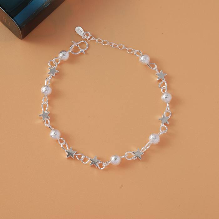 Style Simple Étoile Dauphin Forme Coeur Laiton Perlé Bracelets Plaqué Argent 1 Pièce