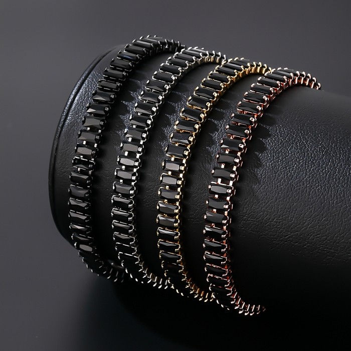 Bracelets en Zircon incrustés de cuivre rectangulaires de Style Cool Hip-Hop