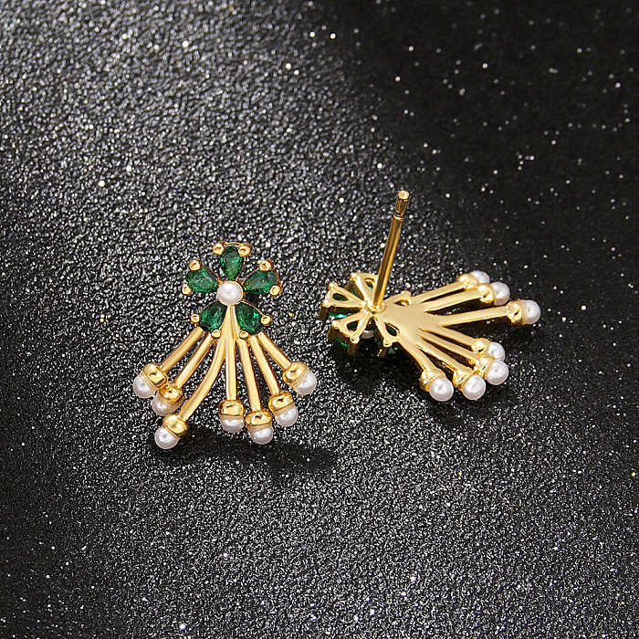 Mode-Vogel-Kupfer-Zirkon-Ohrstecker, 1 Paar