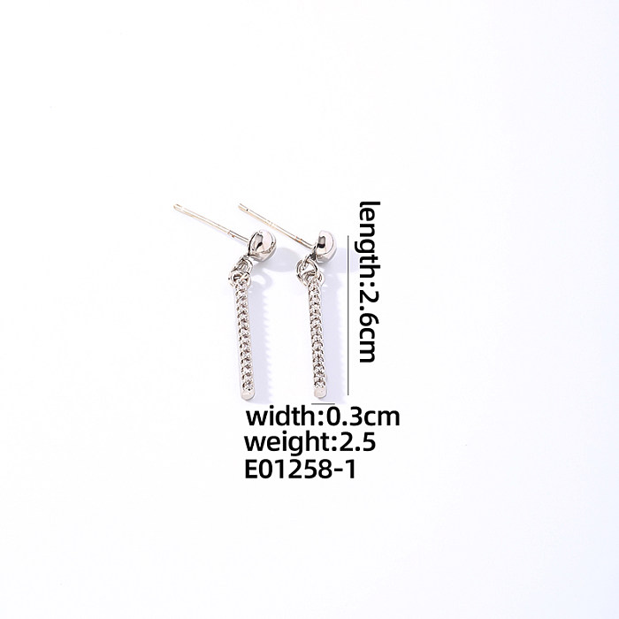 1 Pair Casual Simple Style Solid Color Plating Inlay Copper Zircon White Gold Plated Drop Earrings