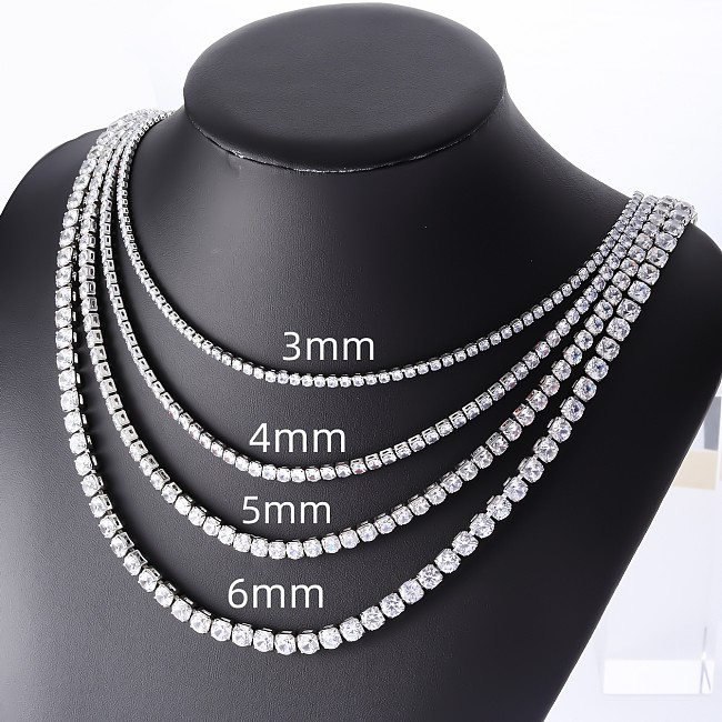 Casual Hip-Hop Simple Style Square Copper Zircon Necklace In Bulk