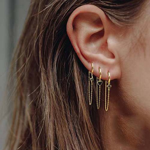 1 paire de boucles d'oreilles pendantes en cuivre plaqué époxy, étoile, lune, Style Simple
