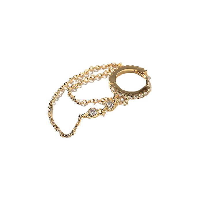 Fashion Geometric Brass Inlay Zircon Earrings 1 Piece
