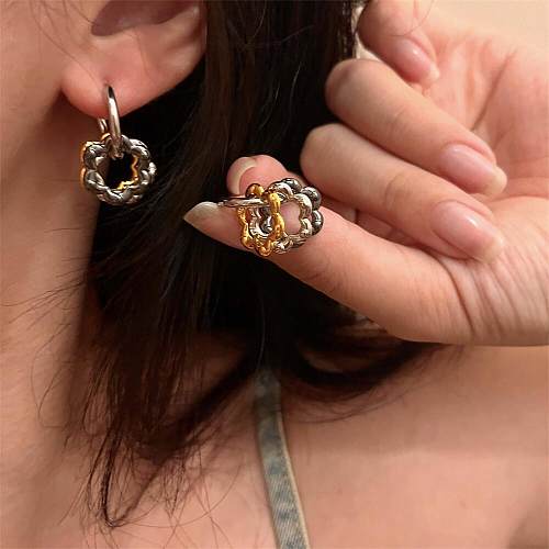 1 Pair Simple Style Flower Plating Copper Earrings