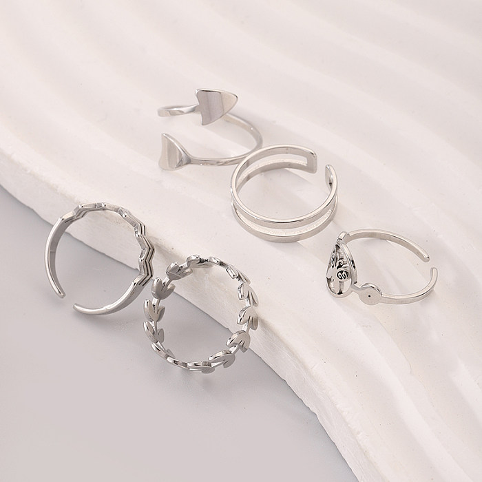 Anéis abertos de aço inoxidável com borboleta geométrica estilo coreano estilo streetwear