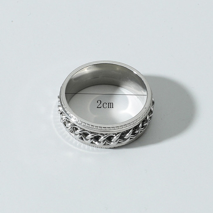 Simple Style Chains Print Stainless Steel Plating Rings 1 Piece