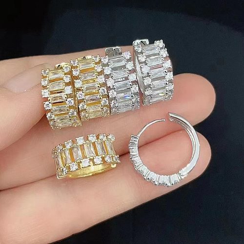 1 Pair Luxurious Geometric Inlay Copper Zircon Earrings