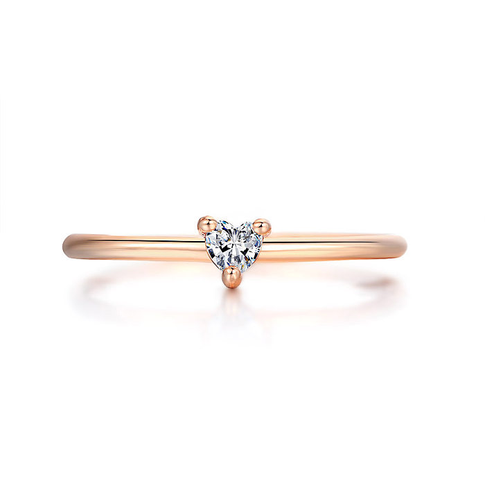 Fashion Heart Shape Copper Gold Plated Zircon Rings