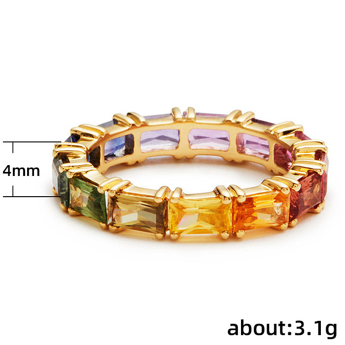 Anéis finos de cobre feminino de zircão iridescente da moda requintado atacado