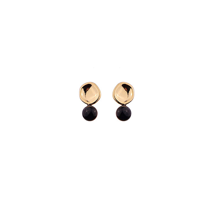 1 par de pinos de orelha banhados a ouro 18K, estilo vintage, estilo simples, redondo, cobre