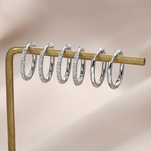 1 Set einfache, einfarbige Kupfer-Inlay-Zirkon-Ohrringe