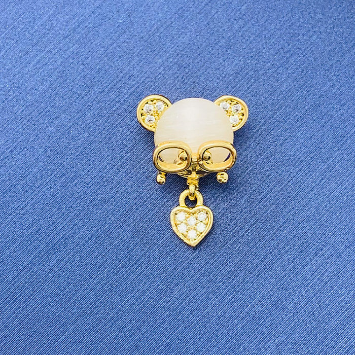 Simple Style Swan Heart Shape Butterfly Copper Irregular Rhinestones Opal Pendant Necklace