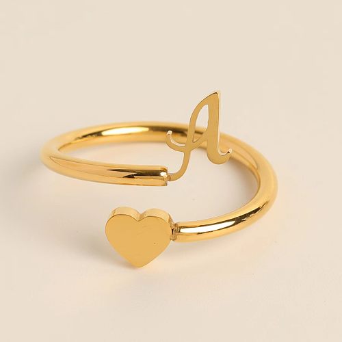 Anéis abertos de cobre com letras de estilo simples