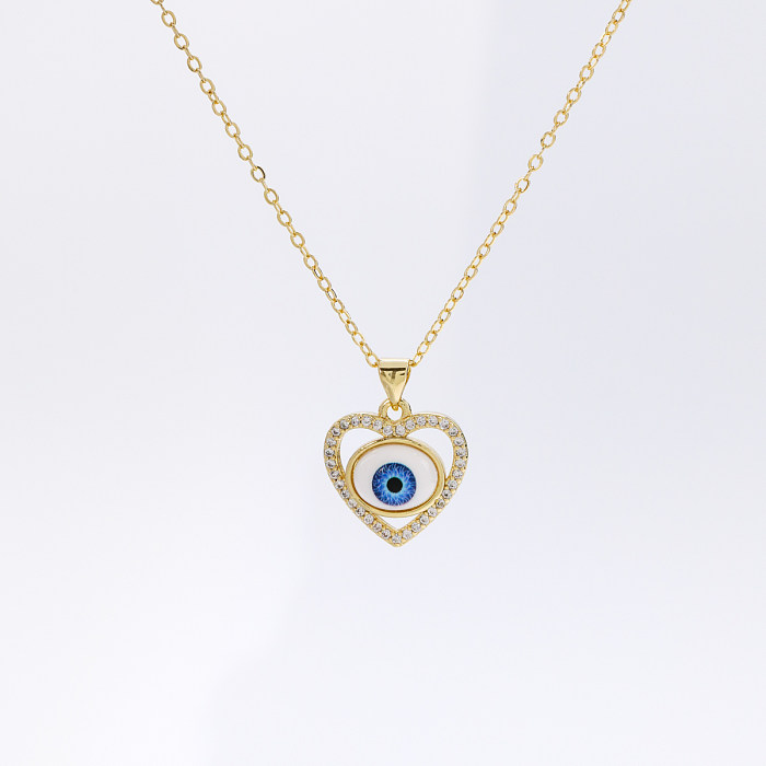 Simple Style Eye Copper Plating Rhinestones Pendant Necklace 1 Piece