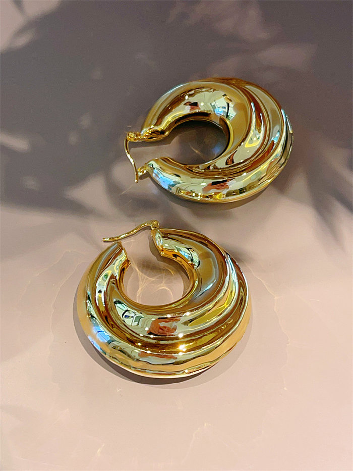 1 Pair Retro Roman Style Geometric Copper Earrings