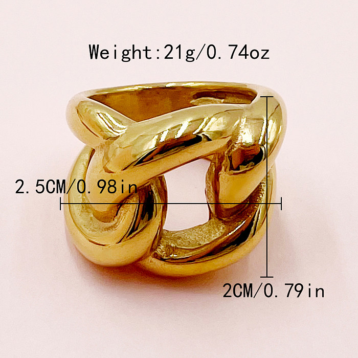 Classical Simple Style Irregular Geometric Stainless Steel Plating Hollow Out Gold Plated Rings