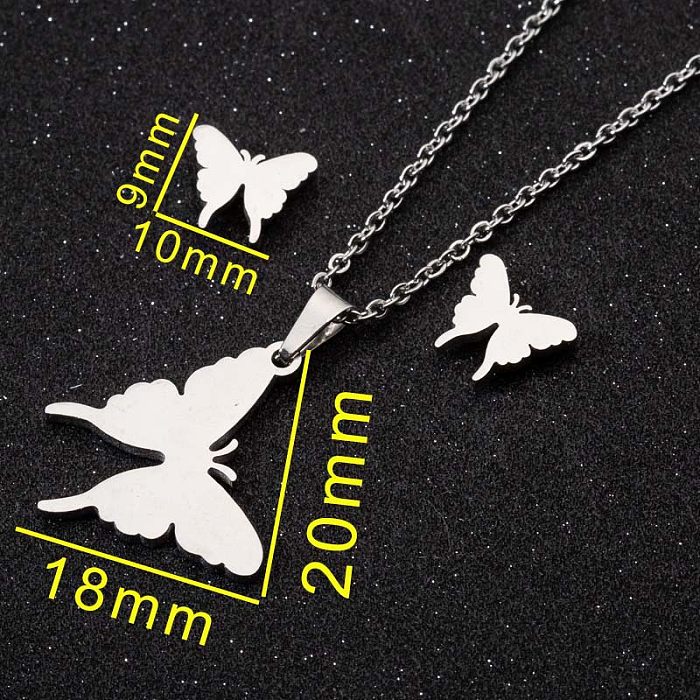 Fashion Butterfly Stainless Steel Plating Jewelry Set 2 Pieces