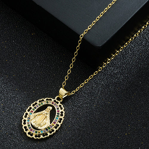 Europe And America Cross Border Supply Personalized Pendant Virgin Mary Necklace Religious Clavicle Chain Copper Micro Inlaid Zircon Spot