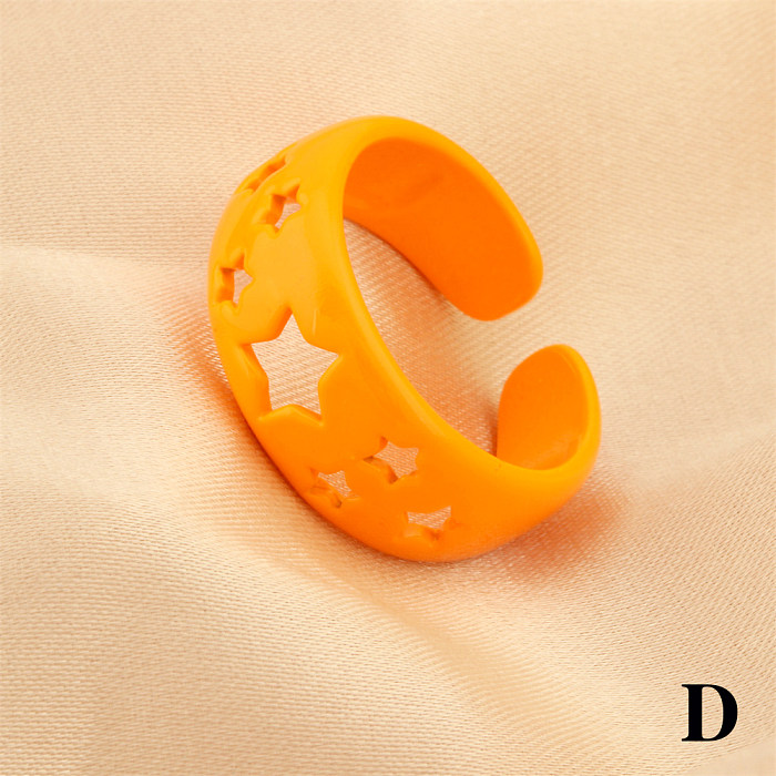 Estilo simples streetwear pentagrama cobre fogão verniz chapeamento anéis abertos banhados a ouro 18K
