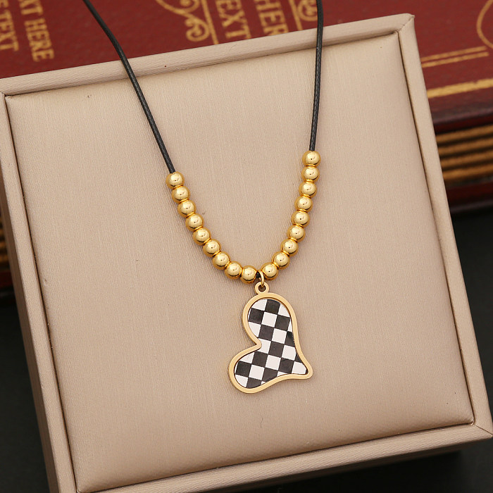 Fashion Lattice Heart Shape Stainless Steel Beaded Plating Bracelets Earrings Necklace